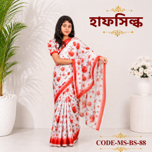 ready saree(code bs 88) গোলাপ হাফ সিল্ক