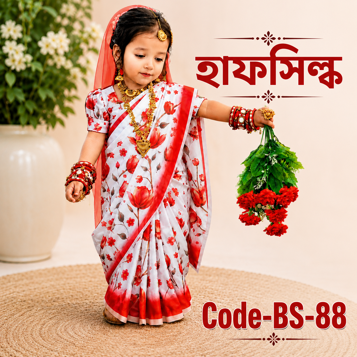 ready saree code(bs 88) গোলাপ হাফ সিল্ক ready saree code(bs 88) গোলাপ হাফ সিল্ক